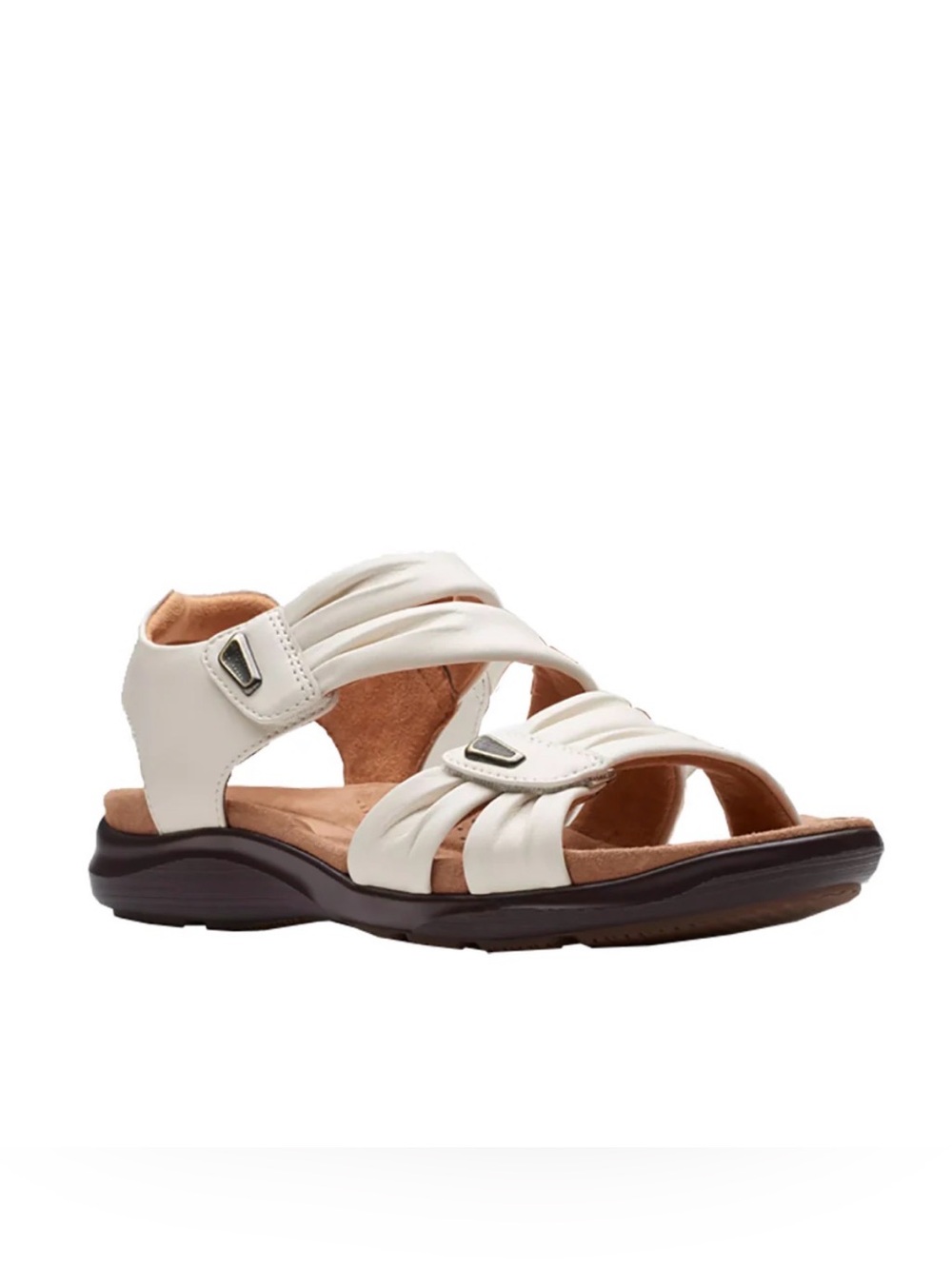 Clarks Kitly Ave White Leather Strappy Comfort Sandals